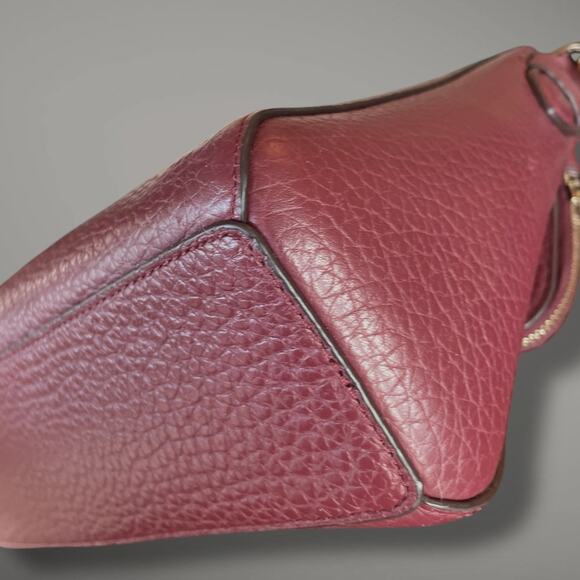 KATE SPACE NEW YORK Deep Burgundy Pebble Leather Shoulder Bag Great Condition - Picture 10 of 15